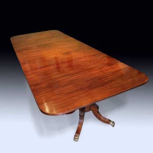 ANTIQUE EARLY 19TH CENTURY MAHOGANY TWO PILLAR DINING TABLE - ADDITIONAL PHOTO 4