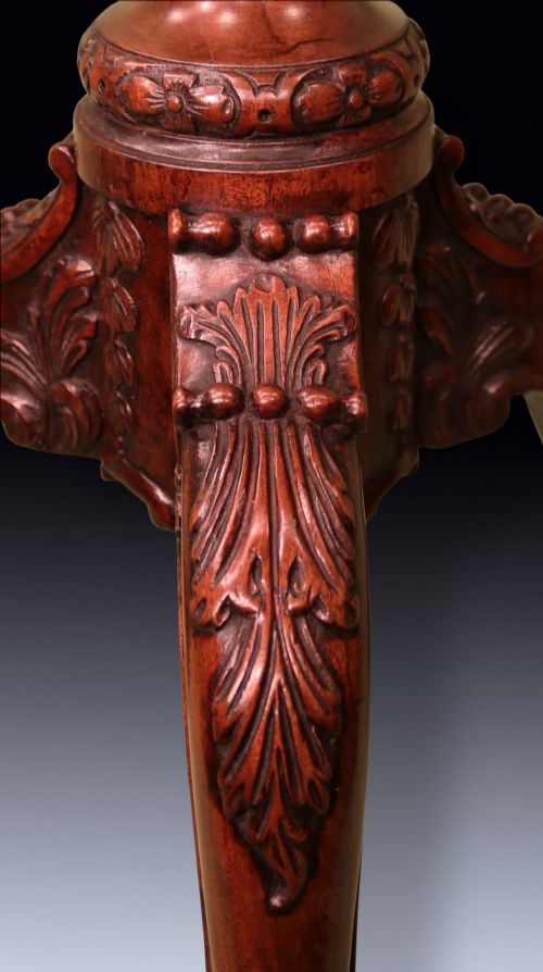 ANTIQUE CHIPPENDALE PERIOD CARVED MAHOGANY KETTLESTAND - ADDITIONAL PHOTO 4