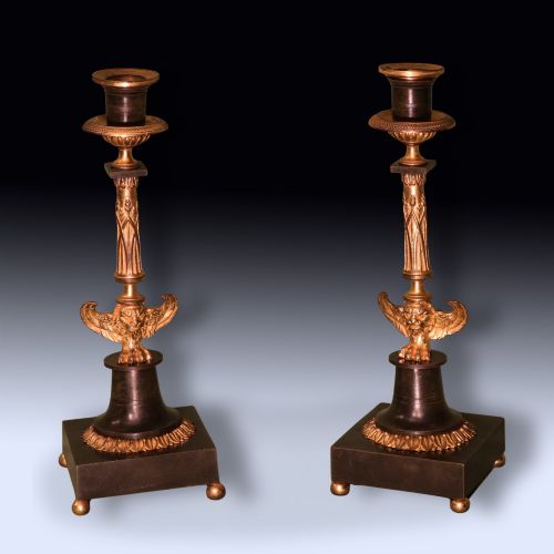 Antique Pair of 19th Century Bronze and Ormolu Candlesticks