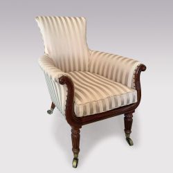 19TH CENTURY REGENCY PERIOD MAHOGANY LYRE FRONT GILLOWS TUB CHAIR