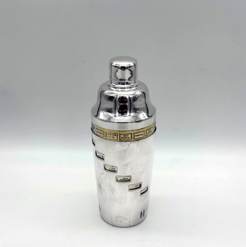 Mid 20th Century Modern Silverplate Recipe Cocktail Shaker Circa 1960