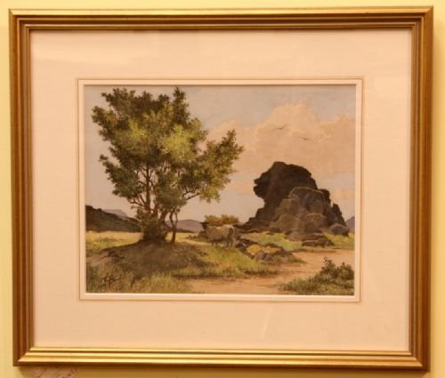 A Watercolour of Sheep Sheltering on Dartmoor