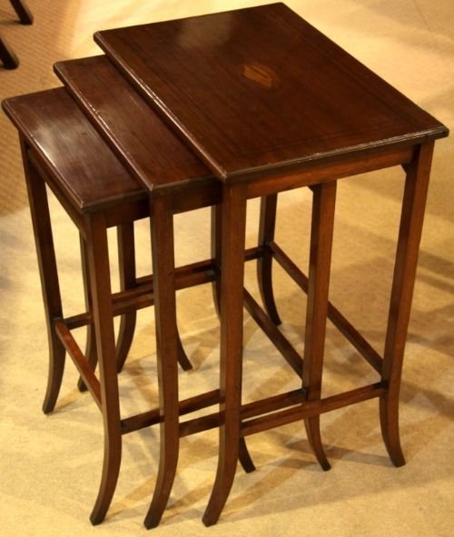 An Inlaid Edwardian Nest of Three Tables