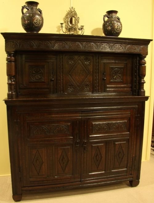 A Part 17th Century Carved Oak Court Cupboard