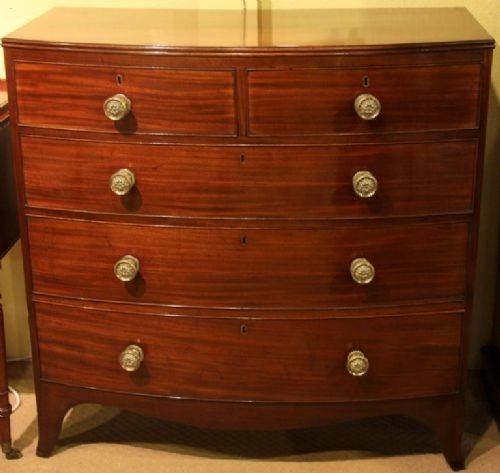 A Georgian Mahogany Bow Front Chest of Drawers Circa 1820