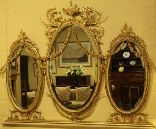 An Edwardian Gilt Overmantle Mirror in the Adam Style