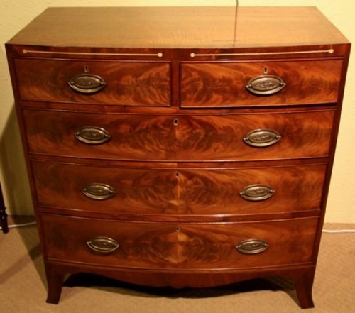 A Georgian Mahogany Bow Front Chest of Drawers Circa 1830