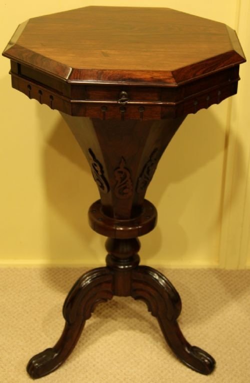 A William IV Rosewood Work Box with Fitted Interior