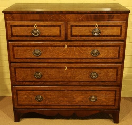 A 19th Century Oak and Mahogany Crossbanded Chest of Drawers