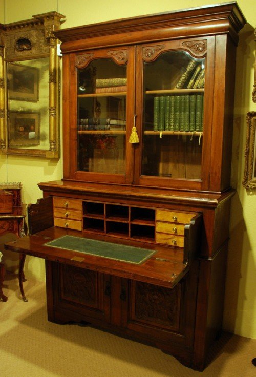 fig 1. A Late Victorian Walnut Secretaire Bookcase