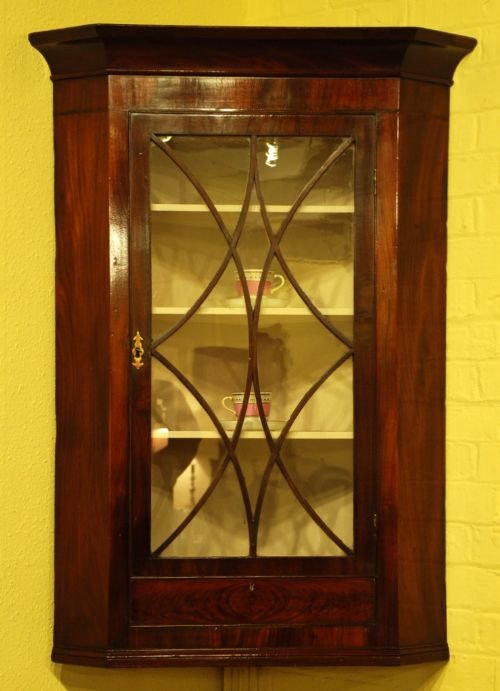 A Good Quality Mahogany Glazed Door Corner Cabinet Circa 1830