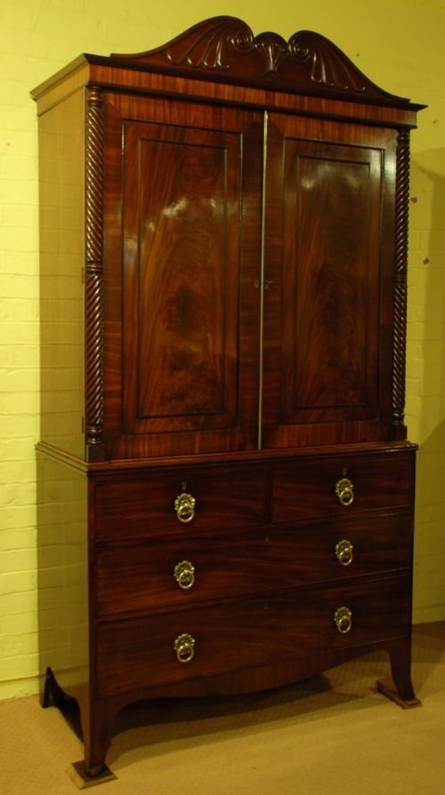 fig 1. A Good Regency Period Mahogany Linen Press