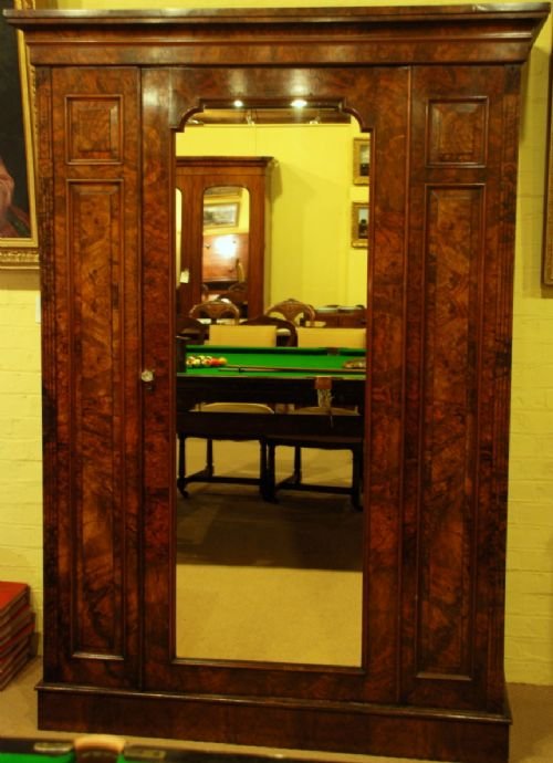 A Good Mid 19th Century Walnut Veneered Wardrobe of Well Figured Timber