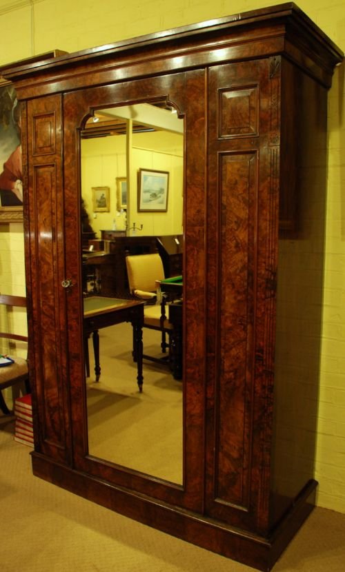 fig 1. A Good Mid 19th Century Walnut Veneered Wardrobe of Well Figured Timber