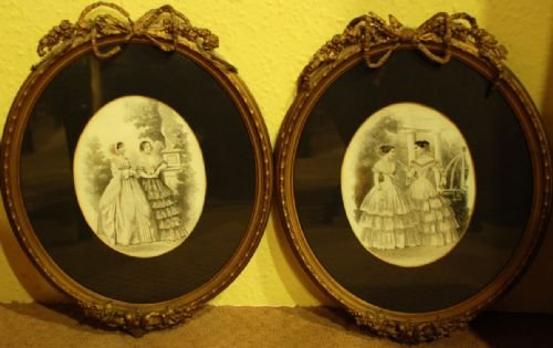 A Pair of Mid 19th Century Prints in Original Gilded Frames