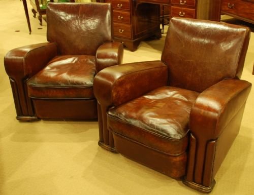 A Pair of Art Deco Club Chairs with Original Upholstery Circa 1930