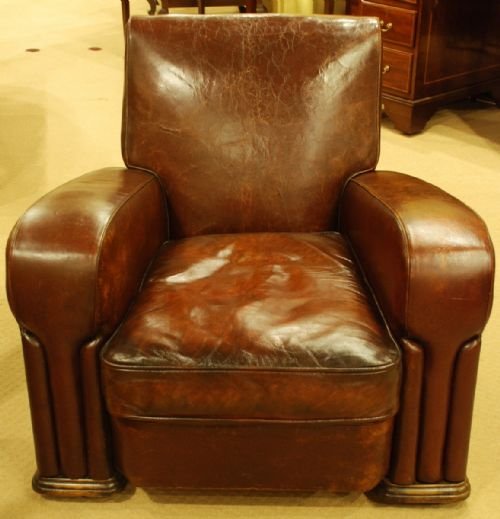 fig 1. A Pair of Art Deco Club Chairs with Original Upholstery Circa 1930