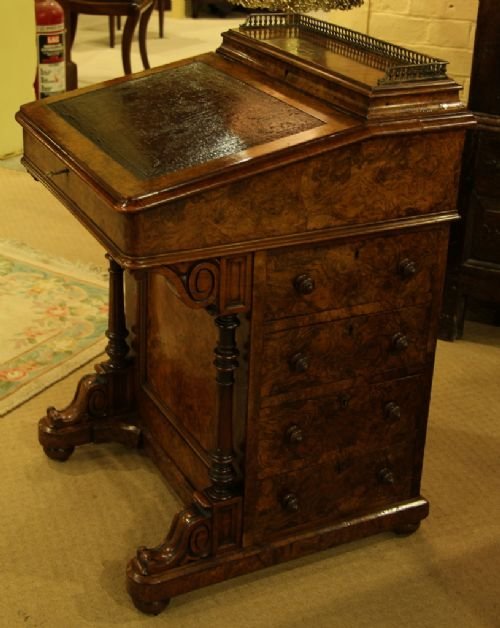 A Victorian Burr Walnut Davenport