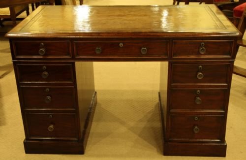 Mahogany George III Oak Lined Pedestal Desk