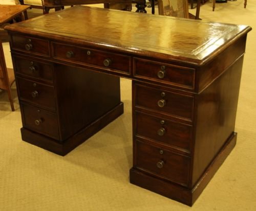 fig 1. Mahogany George III Oak lined Pedestal Desk