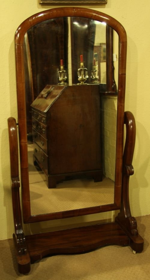 A Victorian Mahogany Cheval Mirror