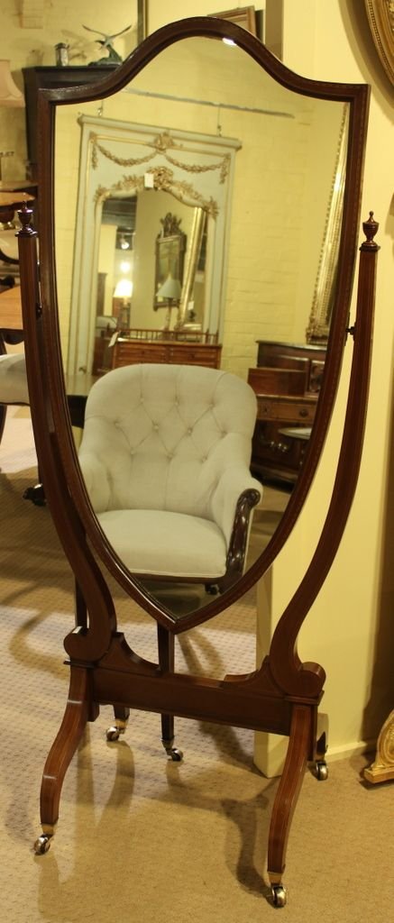 A Mahogany Edwardian Cheval Mirror