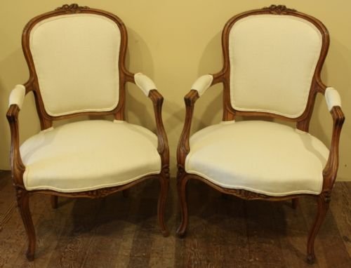 A Pair of Late 19th Century Cherrywood Fautevils/chairs