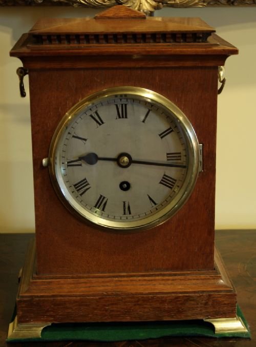 English Oak Cased Fusee Time Piece Bracket Clock