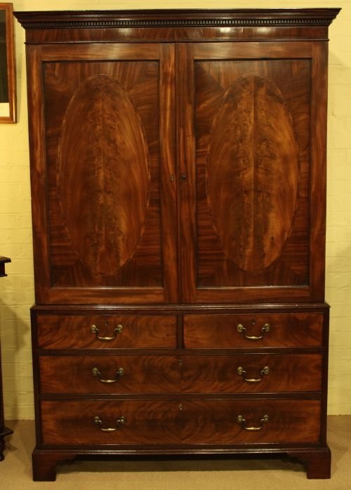 George III Mahogany Linen Press