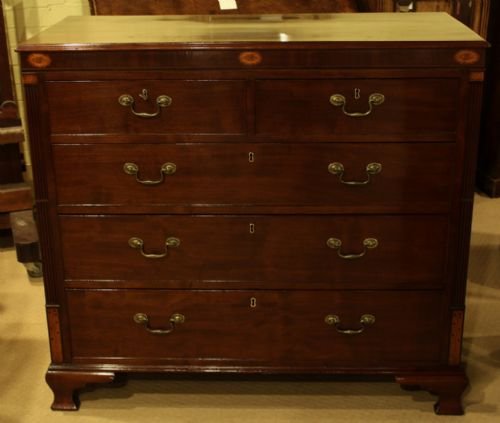 Inlaid Mahogany George III Oak Lined Chest of Drawers