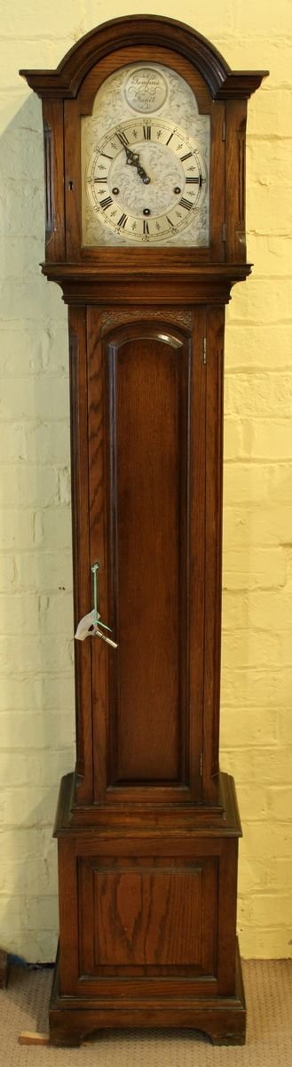 Oak Cased Westminster Chiming Grandmother Clock