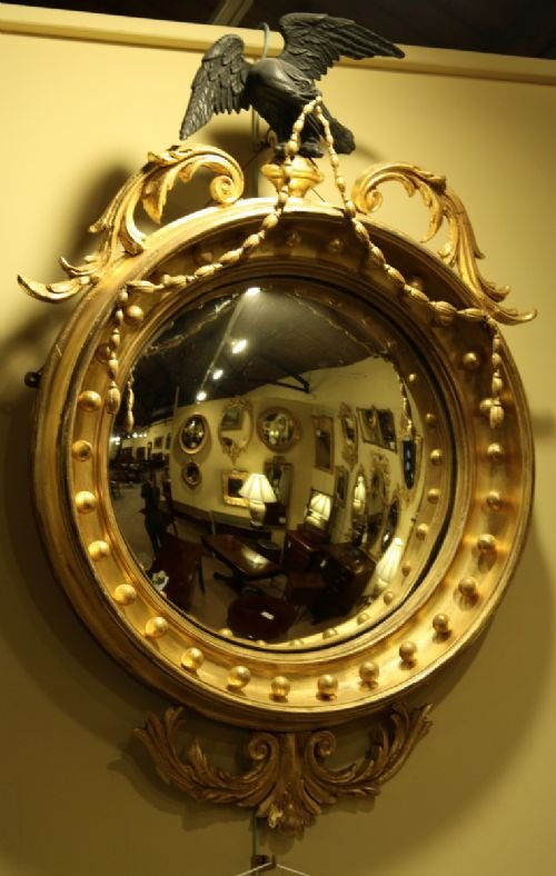 Victorian Convex Mirror with Black Eagle