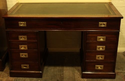 Military Pedestal Desk Constructed of Mahogany and Other Tropical Hardwoods