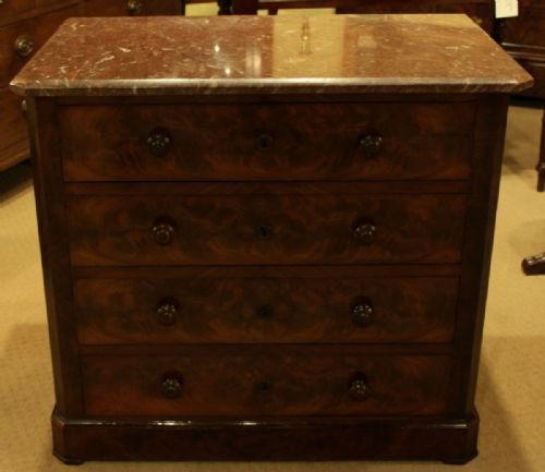 French Mahogany Chest of Small Size with a Marble Top