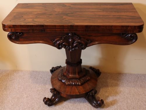 Victorian Card Table with Oyster Patterned Rosewood