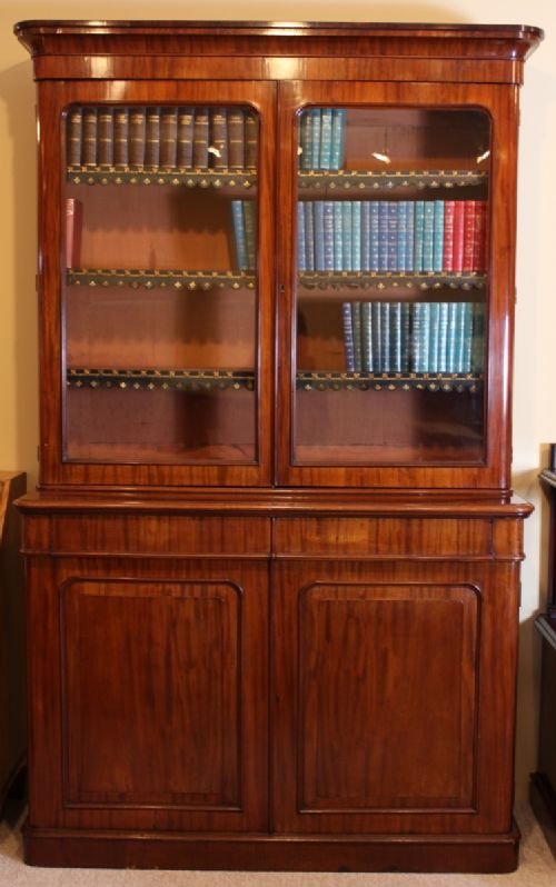 Victorian Light Mahogany Glass Topped Bookcase