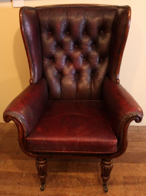 Mahogany Surrounded Victorian Leather Chair