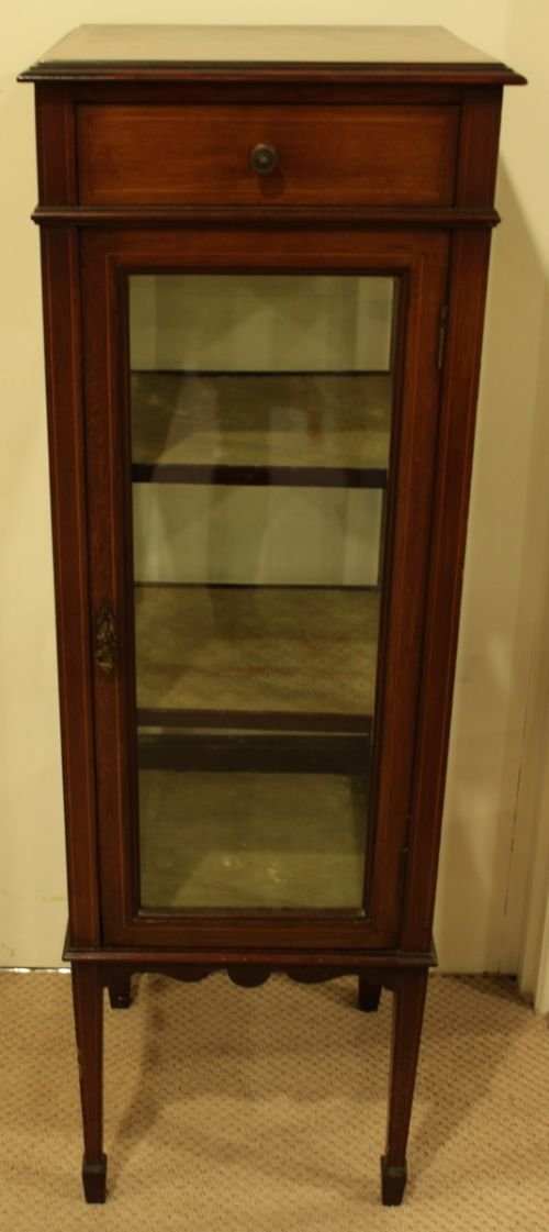 Edwardian Inlaid Mahogany Pillar Display Cabinet