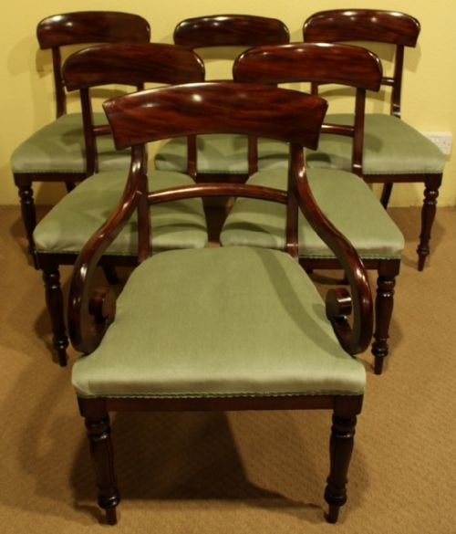 A Set of Six (5 Plus 1 Carver) Victorian Bar Back Dining Chairs