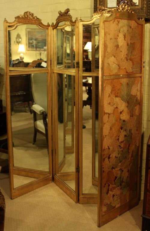 A French Late 19th/early 20th Century Four Panel Mirrored Screen