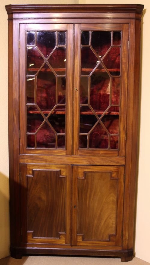 George III Mahogany Standing Corner Cabinet