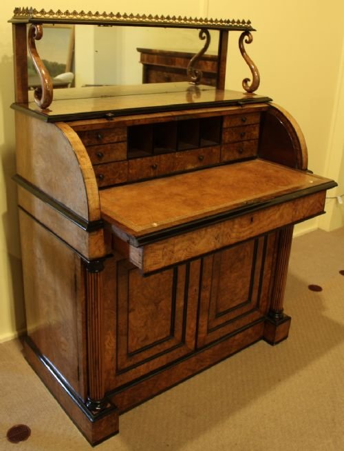 Regency Pollard and Burr Oak Secretaire/cylinder Cabinet