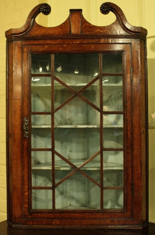 Georgian Oak Glazed Corner Cupboard