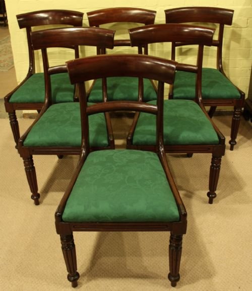 A Good Set of 6 Mahogany Bar-back Victorian Dining Chairs