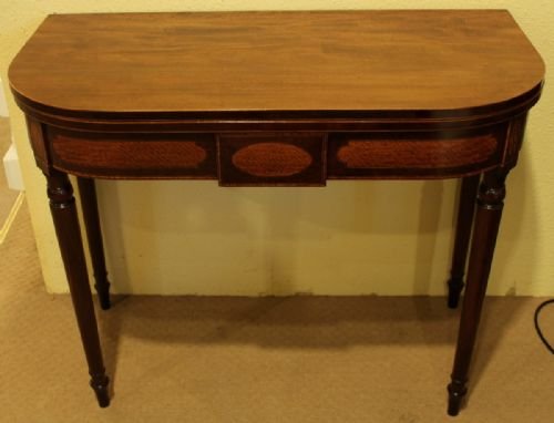 George III Mahogany Card Table with Satinwood Panels