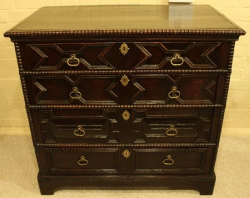 Charles II Pine Chest Applied with Split Bobbin Turned Moulding