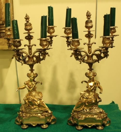 A Pair of 18th Century Gilt Metal J Branch Candelabra