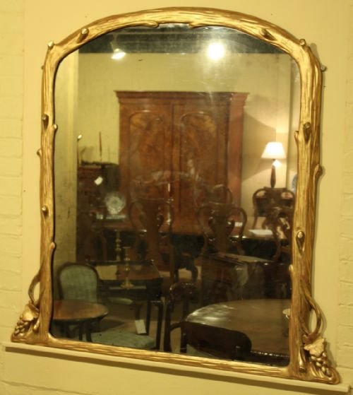 Victorian Overmantle Mirror with a Naturalistic Frame
