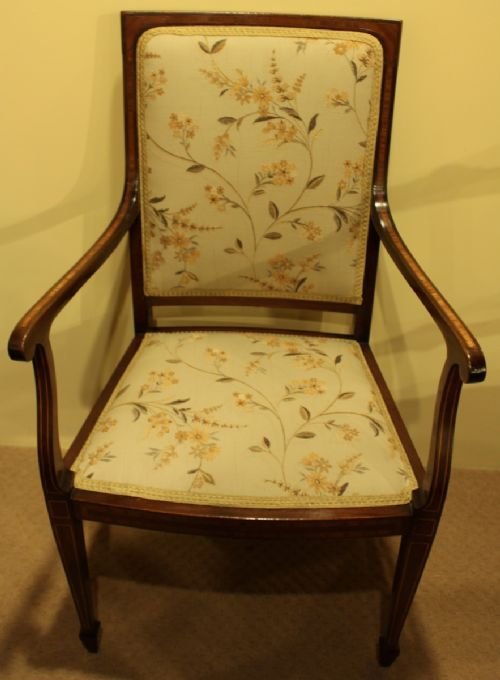 Edwardian Inlaid Reupholstered Chair
