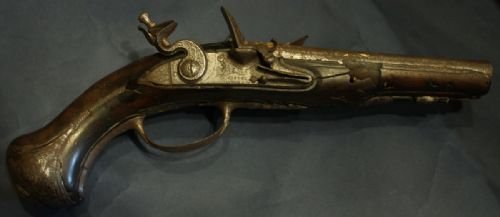 18th Century French, Gold Inlaid Double Barrelled Flintlock Pistol